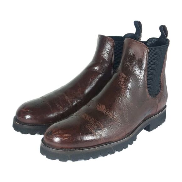 Frye Men's Weston US 9D Brown Leather Lug Sole Vibram Ankle Chelsea Boots - Picture 1 of 16